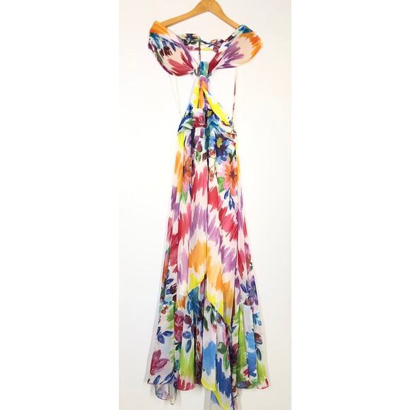 PatBO Bloom Dress Floral Print Cutout Sleeveless Halter Neck Maxi Multicolor 10 - Picture 3 of 10